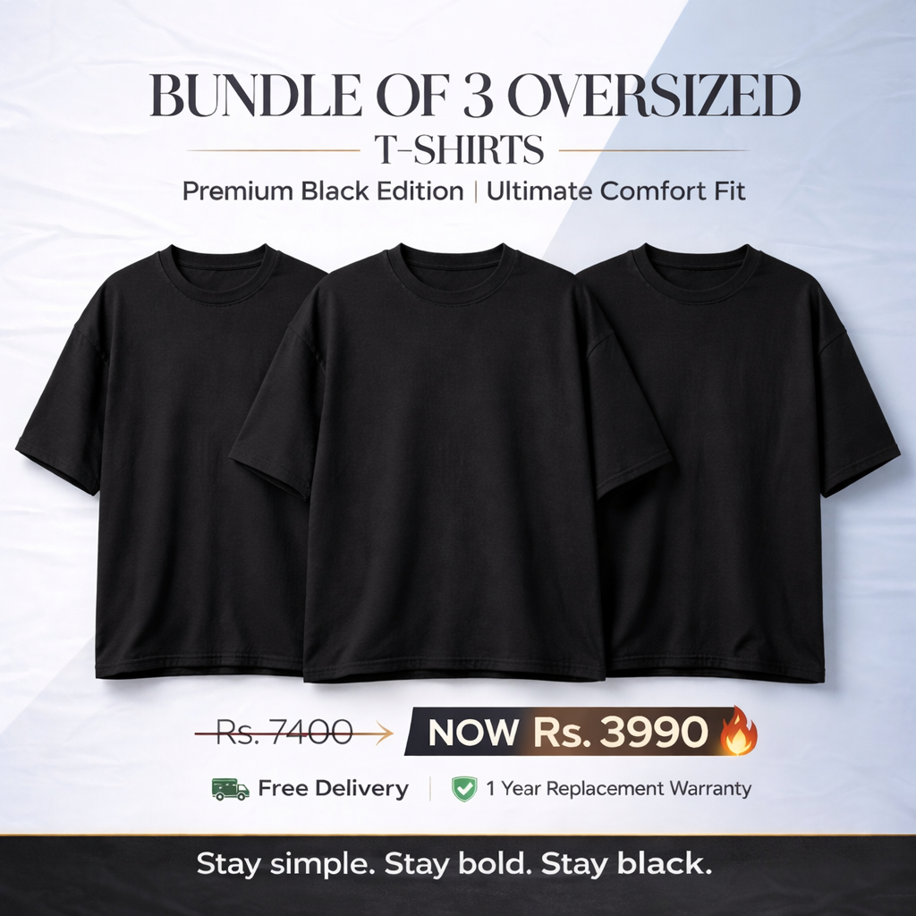 Black T-Shirt For Women & Men Bundle (Pack of 3) - Free Delivery & 1 Year Warranty